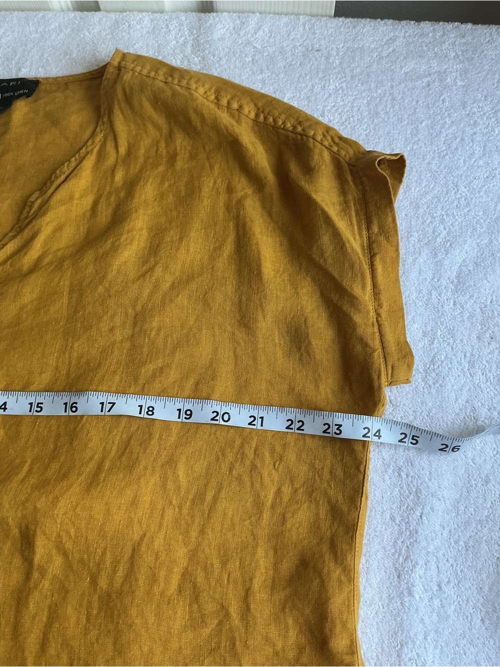 Tahari Mustard V-Neck Short Sleeve Blouse - Picture 4 of 8